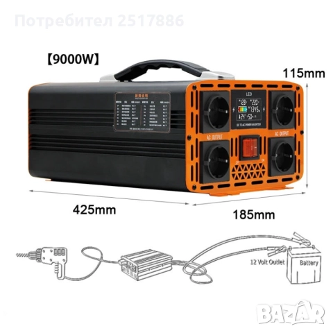 Инвертор с чиста синусоида 9 kW (9000W) 12V - 220V 50Hz, снимка 8 - Друга електроника - 52273552