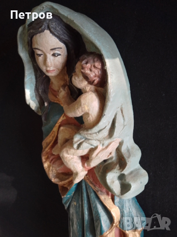 Богородица с младенеца дърворезба 40/11 см, снимка 4 - Декорация за дома - 52942203