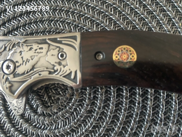 Сгъваем нож  с острие имитиращо дамаска стомана 90х200, снимка 3 - Ножове - 53713247