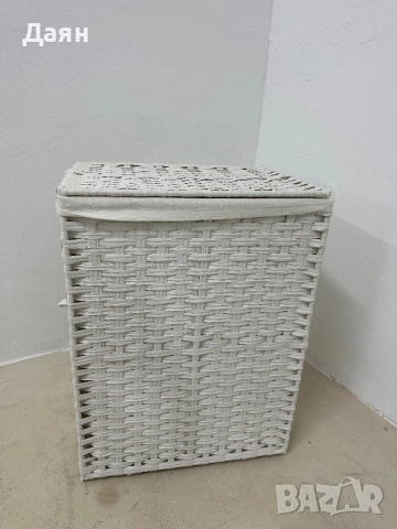 Кош за пране от синтетичен ратан с капак и дръжки 90L SONGMICS, снимка 2 - Други стоки за дома - 52663728