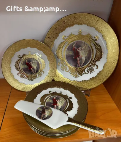 Красив порцеланов сервиз за торта стил Барок, снимка 1