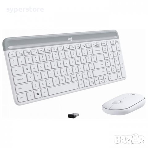 Клавиатура + Мишка Безжични Logitech  Desktop MK470 Slim бяла, SS300667