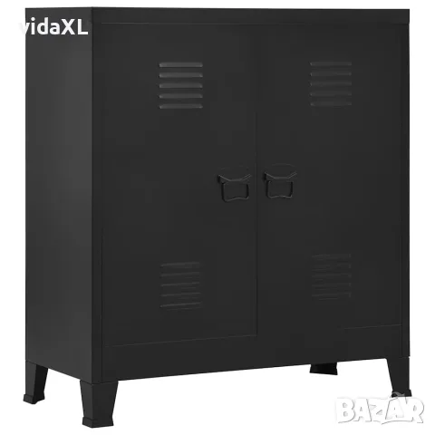 vidaXL Индустриален скрин за съхранение, черен, 90x40x100 cм, стомана
