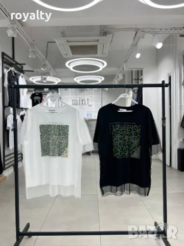 Памучни дамски тениски с тюл, снимка 2 - Тениски - 50194182