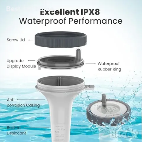 Безжичен термометър за басейн,  джакузи и аквариум Newentor, снимка 2 - Басейни и аксесоари - 50109188