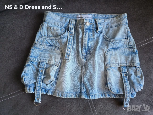 Bershka дамска къса дънкова пола , снимка 7 - Поли - 51134022