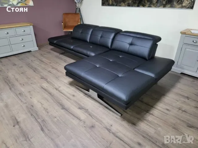 ПРОМОЦИЯ!!! Черен кожен ъглов диван "DANA", снимка 6 - Дивани и мека мебел - 48306668
