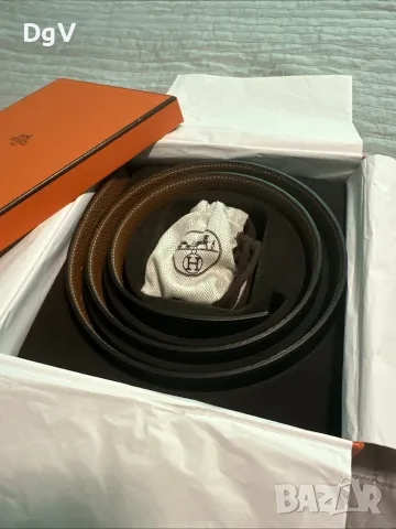 Колан hermes 118см 32mm дволицев Noir/ Gold кафяв / черен, снимка 3 - Колани - 56185227