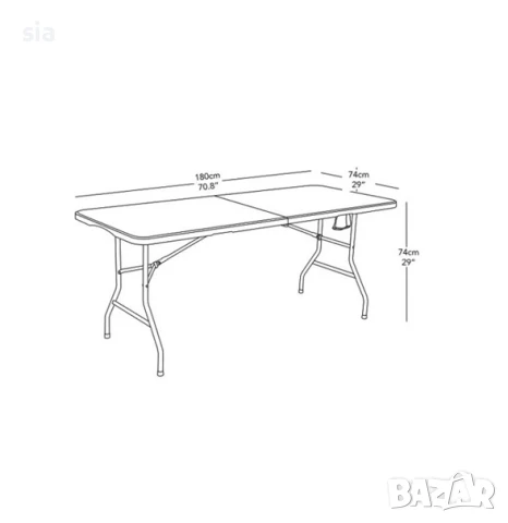 Маса за къмпинг, Преносима масичка, Сгъваема, 180/74/74см