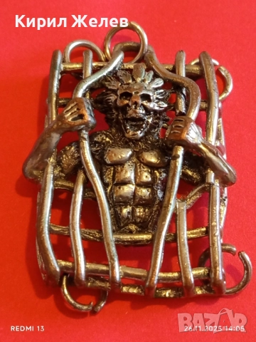 Готически медальон с демон в клетка 42702, снимка 4 - Колиета, медальони, синджири - 52548299