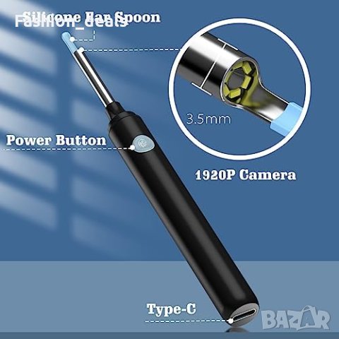 Нов VITCOCO Отоскоп 1080P FHD WiFi - Премахване на Ушна Кал с 6 LED, снимка 4 - Други - 42684968