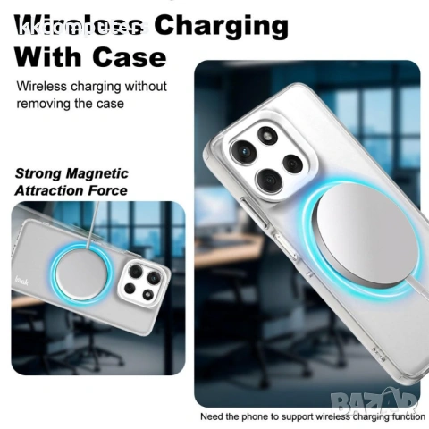 Магнитен Калъф IMAK за Motorola Moto G56 5G - PC + TPU, Тънък профил, Вкл. Протектор - 2 Цвята (Бял,, снимка 4 - Резервни части за телефони - 53510436