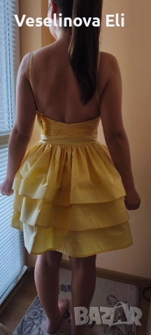 Официална пастелно жълта рокля, снимка 3 - Рокли - 53722137