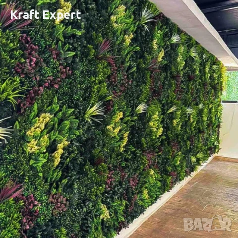 Декоративен Панел 1м² kw2735 – Изкуствена Зеленина с Папрат и Фаларис, UV Защита, снимка 4 - Декорация за дома - 51206214