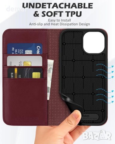 Калъф SHIELDON за: iPhone 15 Plus 5G 6.7"-черен; iPhone 15 6.1"-червен, снимка 10 - Калъфи, кейсове - 42356123