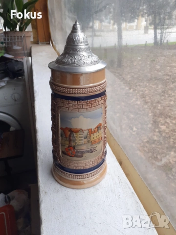 GERZ Germany Голяма колекционерска немска халба с капак, снимка 4 - Антикварни и старинни предмети - 53445433