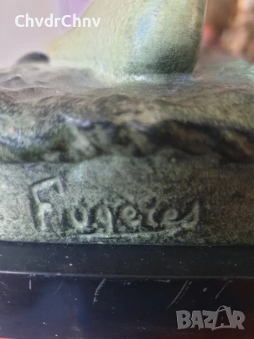 Fogeres статуетка 51см-6кг/стара френска бронзова скулптура/фигура на рибар с риба, снимка 10 - Антикварни и старинни предмети - 50898509