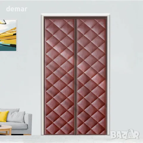 Магнитна топлоизолирана завеса за врата 70 x 200 см, кафява, снимка 1