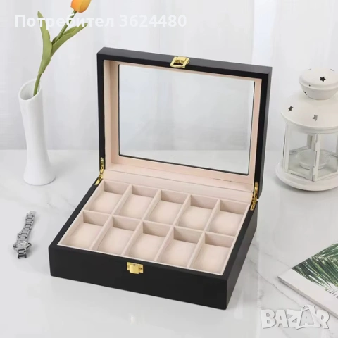 Дървена кутия за 10 бр часовници 4861, снимка 3 - Подаръци за мъже - 53309150