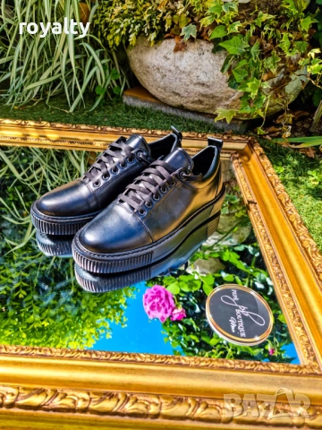 ЕСТЕСТВЕНА КОЖА Черни Мъжки Кецове , снимка 3 - Маратонки - 52279486