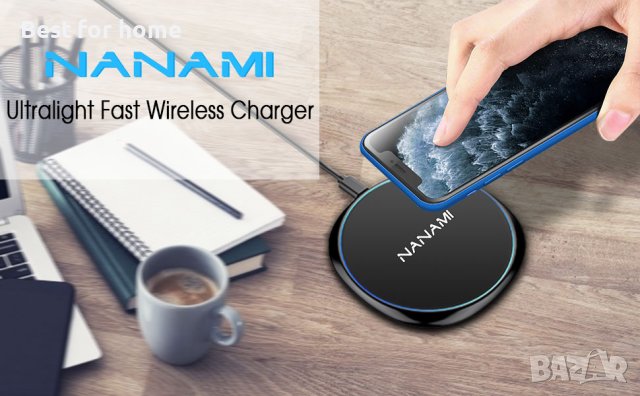 NANAMI Бързо безжично зарядно устройствосъвместимо с iPhone,Qi зарядно за Samsung Galaxy, AirPods, снимка 3 - Безжични зарядни - 42007662