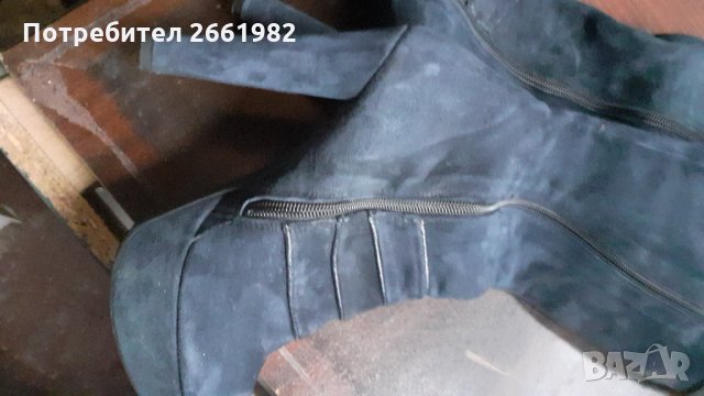Нови сини велурени ботуши, снимка 2 - Дамски ботуши - 35665523