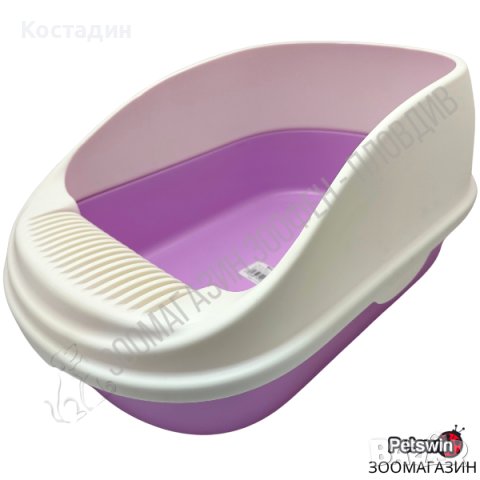 Полузатворена Котешка Тоалетна - 56см/39см/26см - Лилава разцветка - Pet Interest