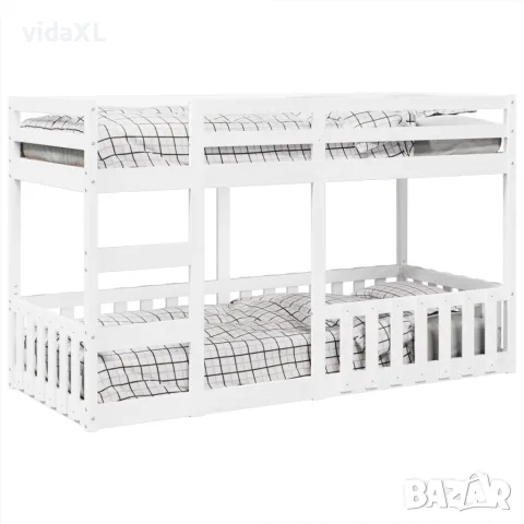 vidaXL Двуетажно легло, бяло, 90x200 см, борово дърво масив, снимка 4 - Спални и легла - 56147036