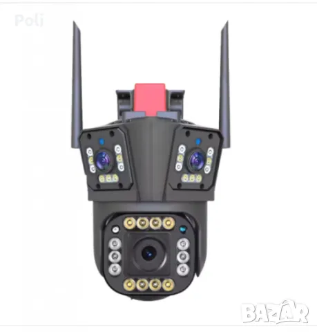 Тройна 4G камера за наблюдение, работи LAN и SIM карта, 12 MP, Ultra HD, снимка 1