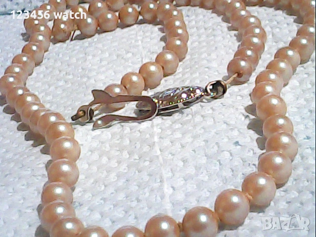 стар красив колие естествени перли сръберна закоп4алка, снимка 2 - Колиета, медальони, синджири - 53751964