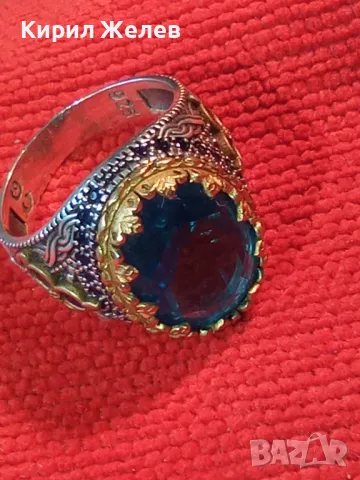 ВЕЛИКОЛЕПЕН СКЪПОЦЕНЕН СРЕБЪРЕН ПРЪСТЕН МАРКОВО СРЕБРО 925 CG с БРОНЗОВ ОБКОВ и СИН ЦИРКОН 50127, снимка 16 - Пръстени - 49351622