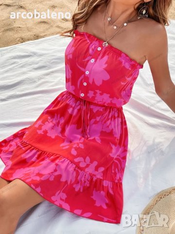 Дамска ежедневна ваканционна секси рокля на цветя, 7цвята - 023, снимка 6 - Рокли - 41343148