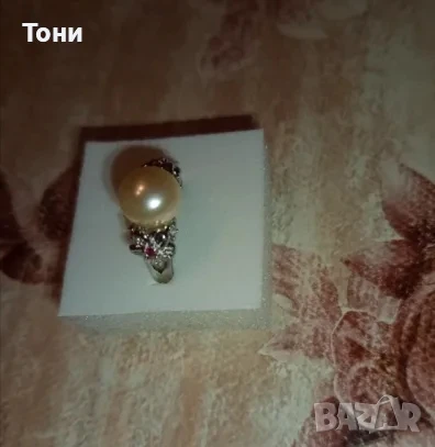 Сребърен Дамски Пръстен с Перла и Цирконий Нов , снимка 8 - Пръстени - 50496127