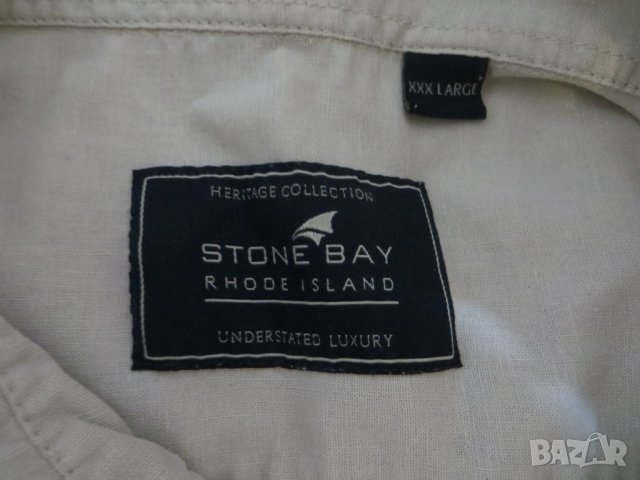 Мъжка риза с къс ръкав от лен Stone Bay Rhode Island, снимка 4 - Ризи - 41553483