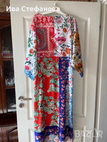 Дълга нова памук памучна елегантна ежедневна рокля тип кимоно широк ръкав флорален принт цветя , снимка 16 - Рокли - 41659723