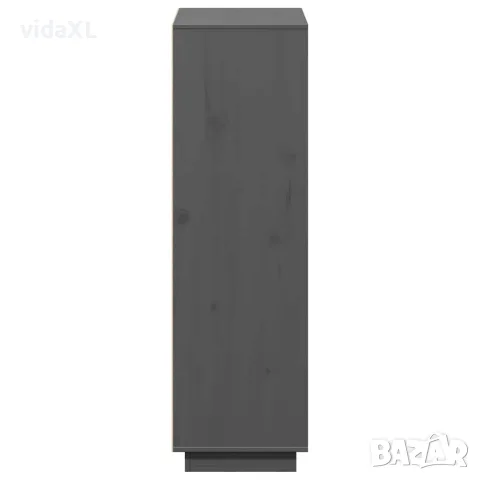 vidaXL Висок шкаф, сив, 110,5x35x117 см, борово дърво масив, снимка 8 - Бюфети - 56147932