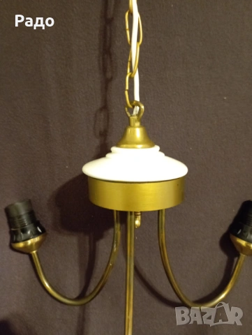 Красив стариннен полилей изработен от месинг и порцелан, снимка 5 - Полилеи - 53268930