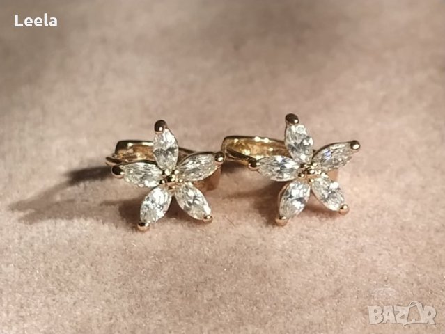 Позлатени обеци 14К злато, снимка 2 - Обеци - 35691520