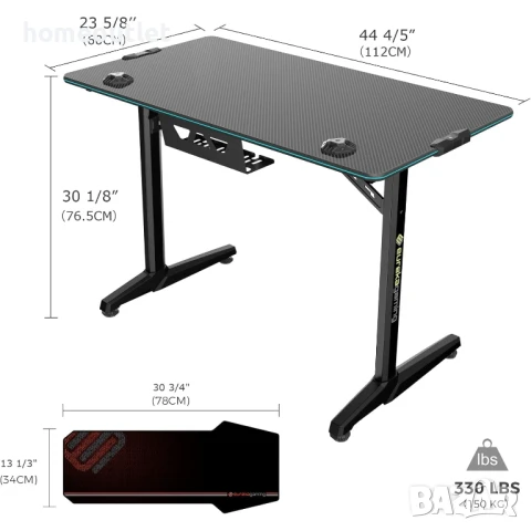 ПРОМОЦИЯ Геймърско бюро с LED осветление ERK-GIP-44B, снимка 3 - Бюра - 50766755