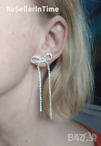 Нови обеци в златисто, панделки , снимка 3 - Обеци - 50999825