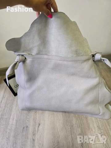 Нова чанта от естествена кожа в сив цвят на намаление, снимка 4 - Чанти - 53241316