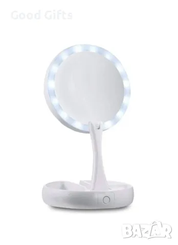 Двустранно сгъваемо LED огледало, Козметично, 10х увеличение , снимка 2 - Комплекти и лотове - 48692233