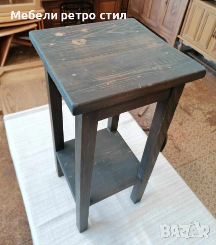 Семпла и стилна помощна масичка от дърво с долен рафт за съхранение. Подходяща за хол, спалня., снимка 3 - Маси - 52401837