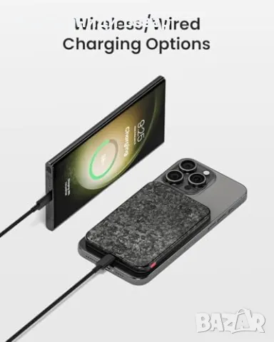 Нова Карбонова външна батерия 5000mAh – MagSafe, PD, QC, ултра лека, снимка 3 - Външни батерии - 49661692