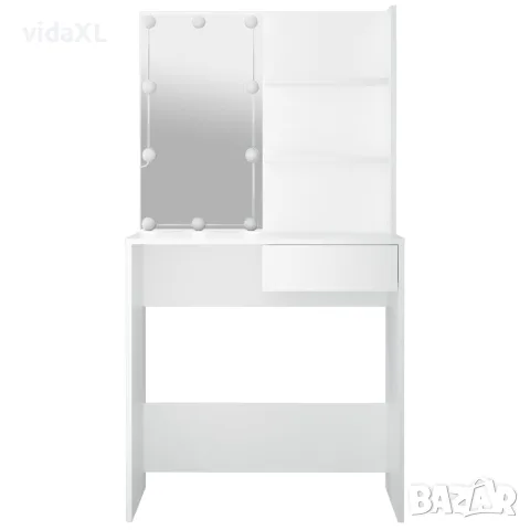 vidaXL Тоалетка с LED, бяла, 74,5x40x141 см, снимка 8 - Тоалетки - 56147820