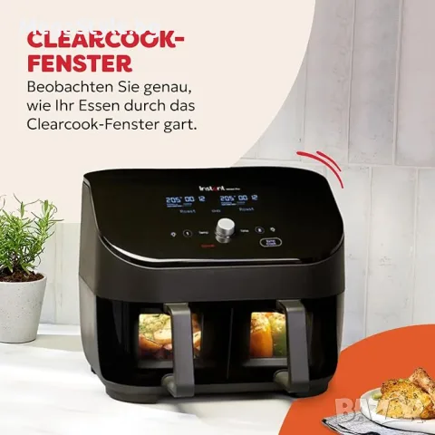 Фритюрник с горещ въздух Instant Vortex Plus Двойна кошница с ClearCook - 7.6L, снимка 3 - Фритюрници - 56090038