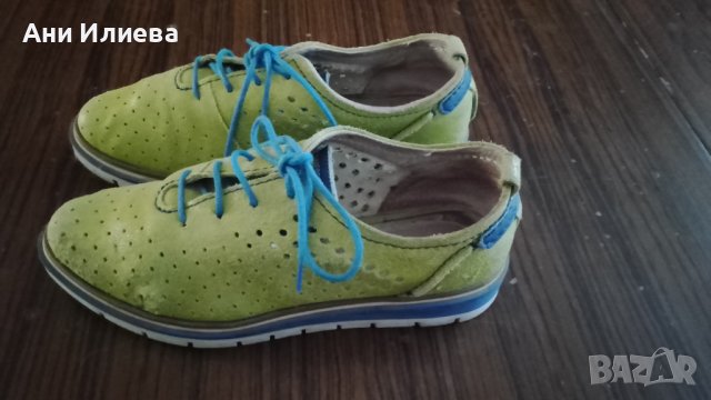 Спортни обувки естествена кожа цвят лайм/ авокадо/киви, снимка 1 - Дамски ежедневни обувки - 41598793