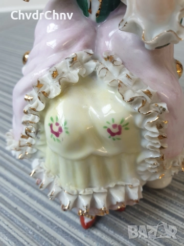 Andrea Sadek статуетка 15см/японска стара порцеланова фигура/барокова дама на стол, снимка 4 - Статуетки - 51513623