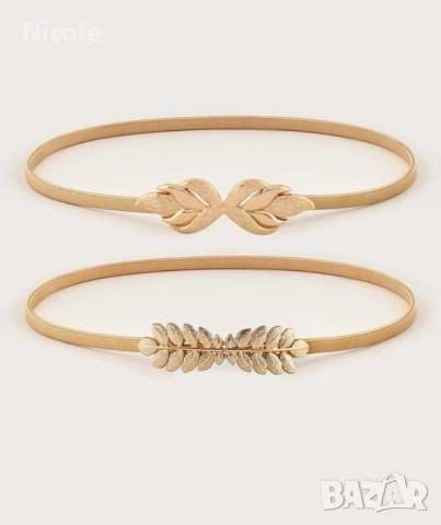 Златни и сребърни елегантни еластични метални колани, снимка 3 - Колани - 44553694