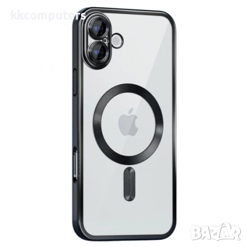 Силиконов кейс bSmart Chrome Magsafe с протектори за камерите, За iPhone 17 (6.3), Черен, снимка 2 - Резервни части за телефони - 51846768